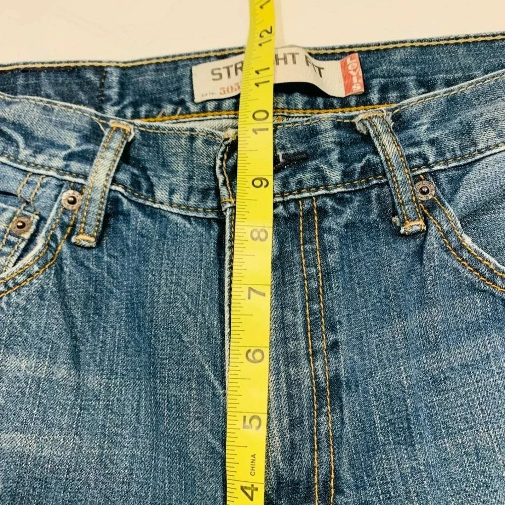 Levi's 505 Straight Fit Jeans Distressed Faded Whisker Red Tab Dark W31xL32 NWOT